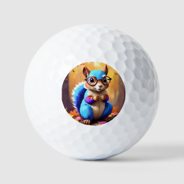 Süßes blaues Eichhörnchen mit Brille-56786 Golfball (Vorderseite)