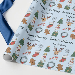 Süßes blaues festliches Kinder-Weihnachts-Feiertag Geschenkpapier