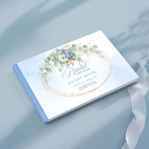 Süßes Blaues Gold Florales Gästebuch für die Braut