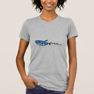 Süßes Blaues Hai-Cartoon-T-Shirt – Minimalistische T-Shirt