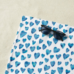 Süßes Blaues Herz Muster Strandtuch