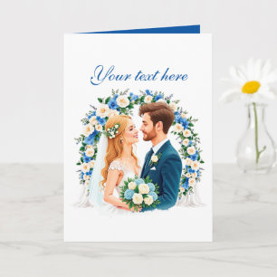 Süßes blaues Hochzeitspaar anpassbar Karte