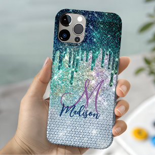 Süßes blaues irisierendes Einhorn-falsches Glitter Case-Mate iPhone Hülle