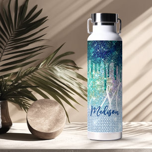 Süßes blaues irisierendes Einhorn-falsches Glitter Trinkflasche