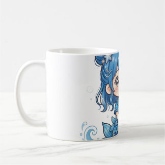 Süßes Blaues Ozean-Meerjungfrau-Mädchen-T-Shirt - Kaffeetasse