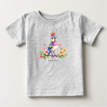Süßes Blaues Rosa Vogel Blumen Baby T-Shirt