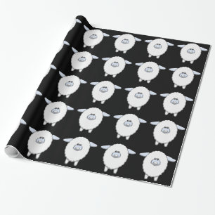 Süßes Blaues Schaf Baby Shower Geschenkpapier