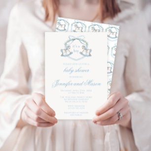 Süßes blaues Schaukelpferd klassische Babyshower f Einladung