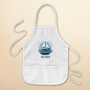 Süßes blaues Segelboot Kinderschürze