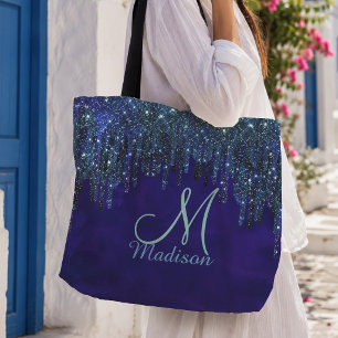Süßes blaues Türkis Einhorn Glitter Tropfen Monogr
