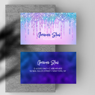 Süßes blaues Türkis Einhorn Glitter Tropfen Monogr Visitenkarte