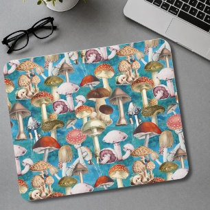 Süßes blaues Türkis-Pilz-Pilz-Muster Mousepad