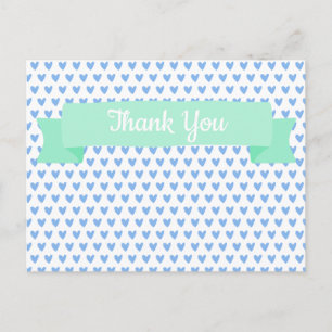 Süßes Blauherzen-Muster   Danke für die Babyparty Postkarte