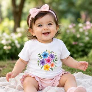 Süßes Blumen-Baby-T-Shirt-Design | Farbige Blume  Baby T-shirt
