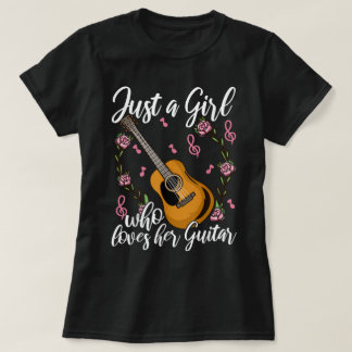 Süßes Blumen-Gitarren-Mädchen-Design T-Shirt