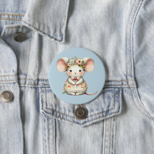 Süßes Blumen-Maus-Kleid Blumenkrone Button