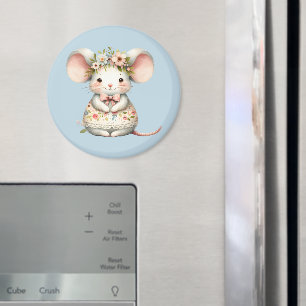 Süßes Blumen-Maus-Kleid Blumenkrone Magnet