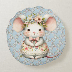 Süßes Blumen-Maus-Kleid Blumenkrone Rundes Kissen