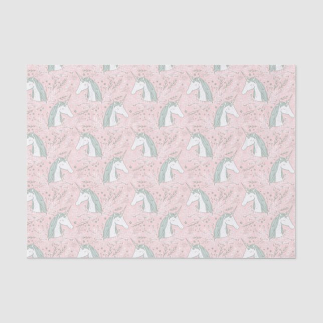 Süßes BlumenEinhorn-Muster Seidenpapier (Vorderseite)
