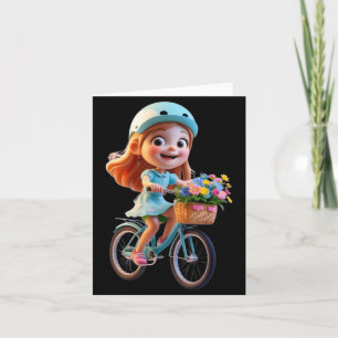 Süßes Blumenfahrrad Mädchen Lustiges Unisex-Design Karte