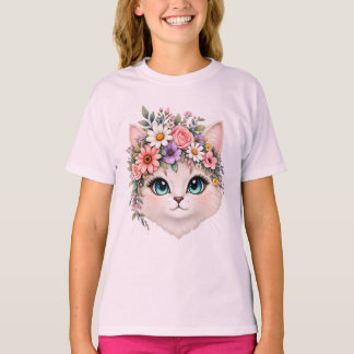 Süßes Blumenkatzengesicht Kinder T-Shirt