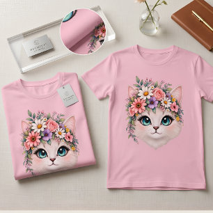 Süßes Blumenkatzengesicht Kinder T-Shirt