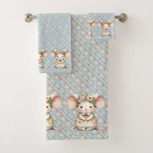Süßes Blumenkleid für Mäuse mit Blumenkrone Badhandtuch Set