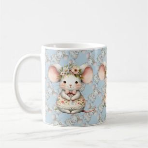 Süßes Blumenkleid für Mäuse mit Blumenkrone Kaffeetasse