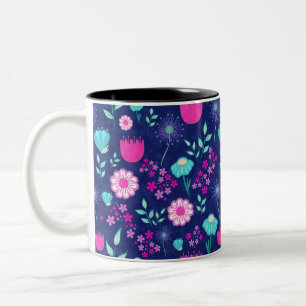 Süßes Blumenmuster Hintergrund Zweifarbige Tasse