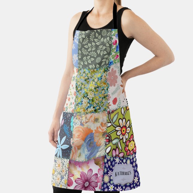 Süßes Blumenmuster-Patchwork-Quilt personalisiert Schürze (InSitu)