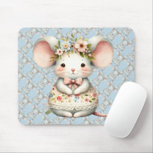 Süßes Blumiges Mauskleid Blumenkrone Mousepad