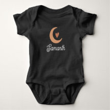 Süßes Boho-Herz und Mond-Monogramm-Name Baby-Mädch