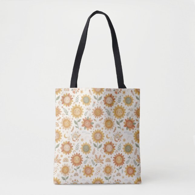 Süßes Boho-Sonnenblumen-Sonne- und Regenbogen-Naht (Vorderseite)