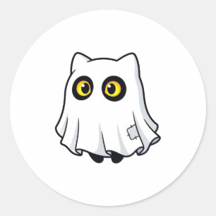 Süßes Boo-Geist-Katzen-Halloween-Kostüm-Aufkleber Runder Aufkleber
