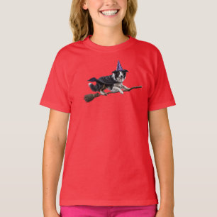 Süßes Border Collie Hexen Kinder T-Shirt