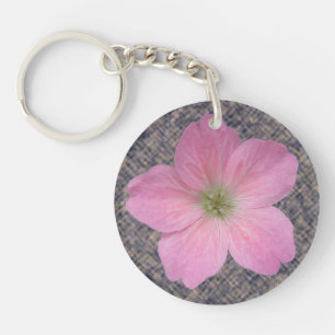 Süßes Botanisches Rosa Geranium-Blume Schlüsselanhänger