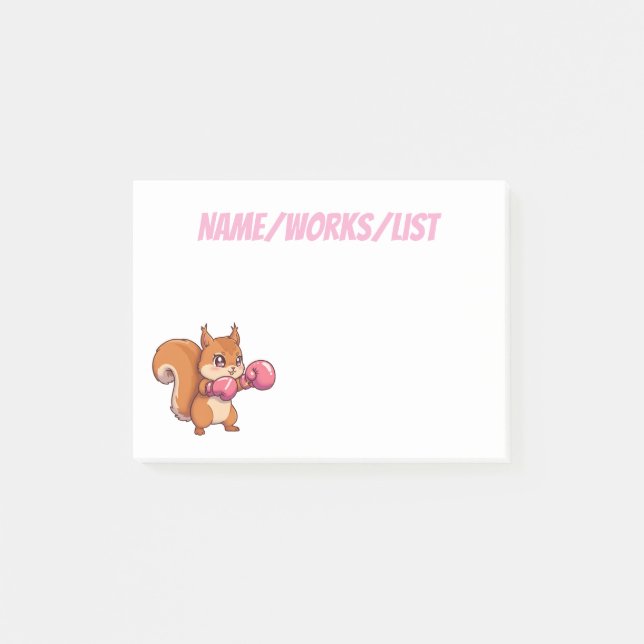 Süßes Boxendes Eichhörnchen Lustig Post-it Klebezettel (Vorderseite)