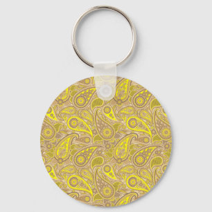 Süßes braun-gelbes Paisleymuster Case-Mate iPhone- Schlüsselanhänger