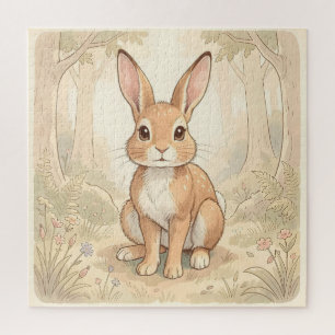 Süßes braunes Kaninchen in einem Wald Puzzle
