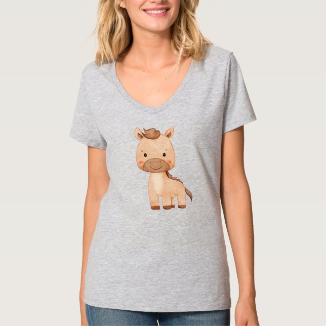 Süßes braunes Pferd  T-Shirt (Vorderseite)