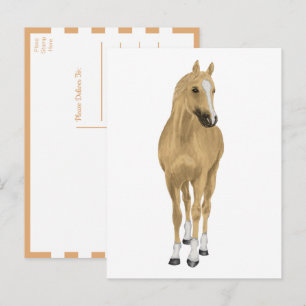 Süßes braunes Pony vermisst dich Hallo Aquarell-Pf Postkarte