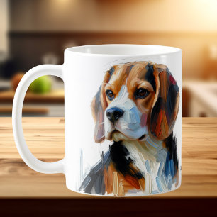 Süßes braunes Porträt einer Beagle Kaffeetasse