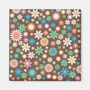Süßes braunes Retro-Daisy-Blumenmuster Magnet