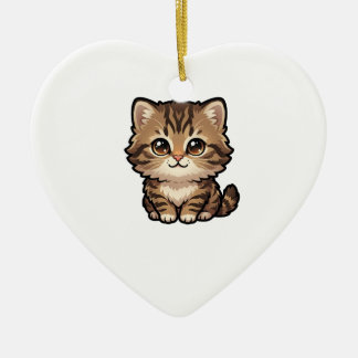 Süßes braunes Tabby-Kätzchen-Ornament Keramik Ornament