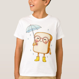 Süßes Brot-Maskottchen mit Regenschirm – gemütlich T-Shirt