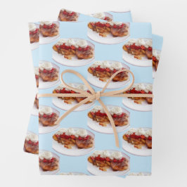 Süßes Brot mit Erdbeeren und Sahne Geschenkpapier Set