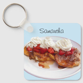 Süßes Brot mit Erdbeeren und Sahne Schlüsselanhänger