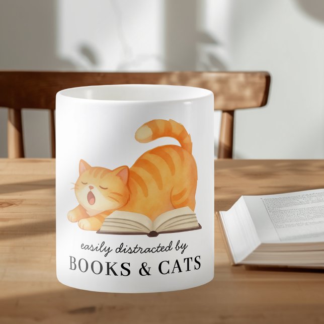 Süßes Büchernarr-Hauskatze-Lustiger Spruch Kaffeetasse (Von Creator hochgeladen)