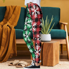 Süßes Buffalo-Karomuster-Schneekristalle Weihnacht Leggings