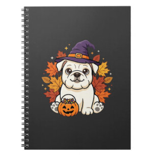 Süßes Bulldogge Halloween-Kürbis-Hund-Design_1 Notizblock